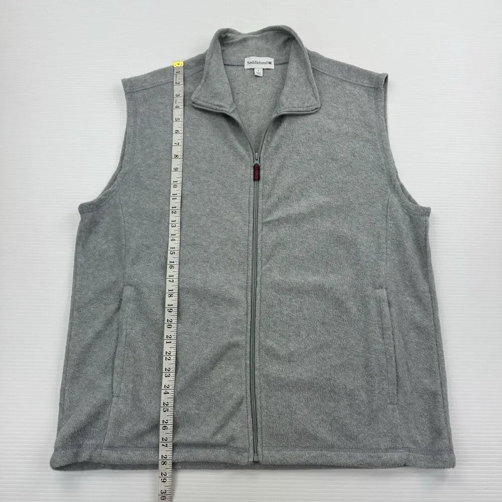 Saddlebred Men’s Gray Fleece Zip Vest L Classic Normcore Preppy Casual